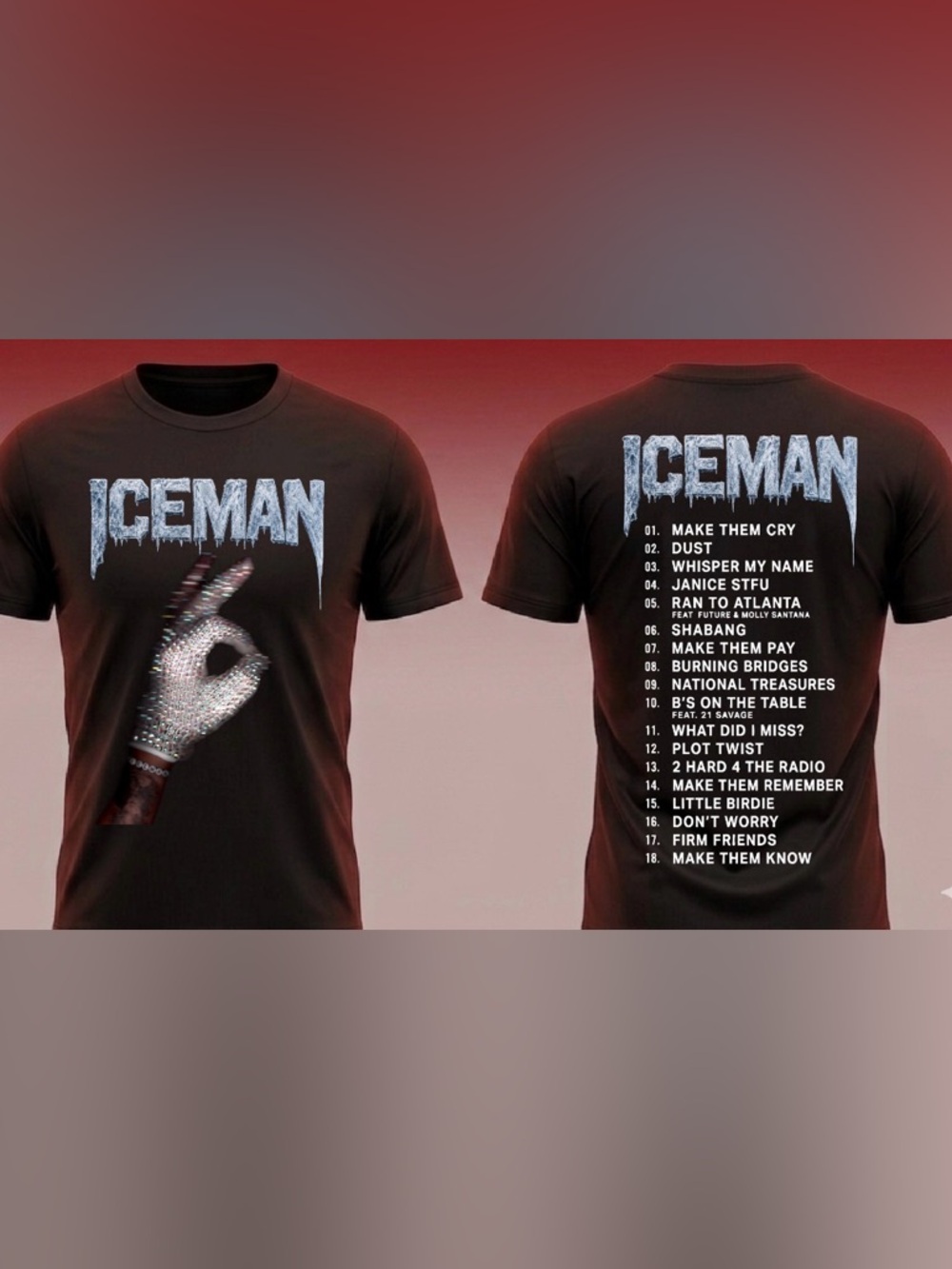 Drake x Iceman Cover T shirt new Tracklist Back Print Tee 2026 S-5XL